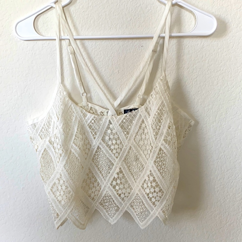 Lace bralette top, size medium, white